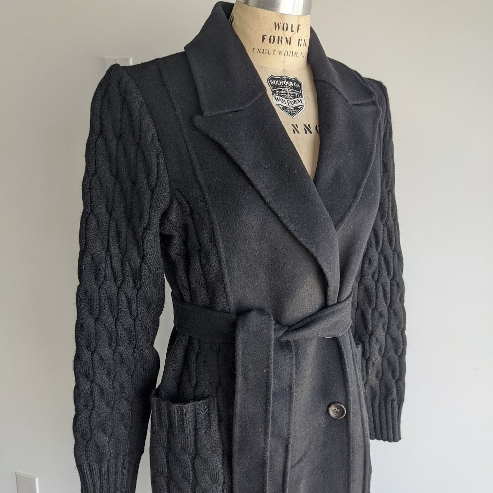 NWT Badgley Mischka black double breasted coat